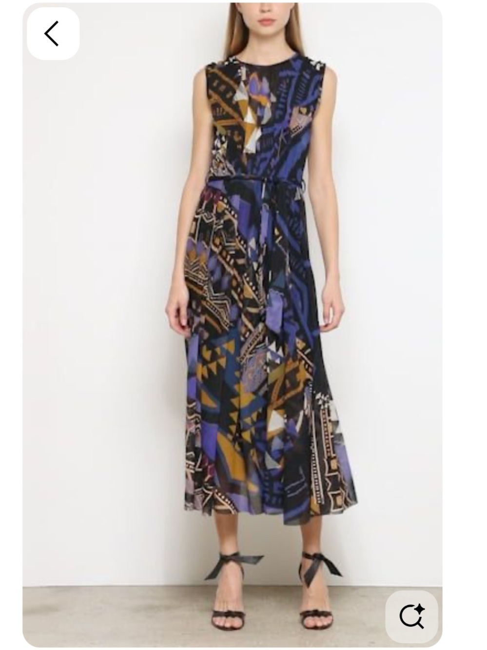 Fuzzi Print Belted Gathered Midi Dress Sz S